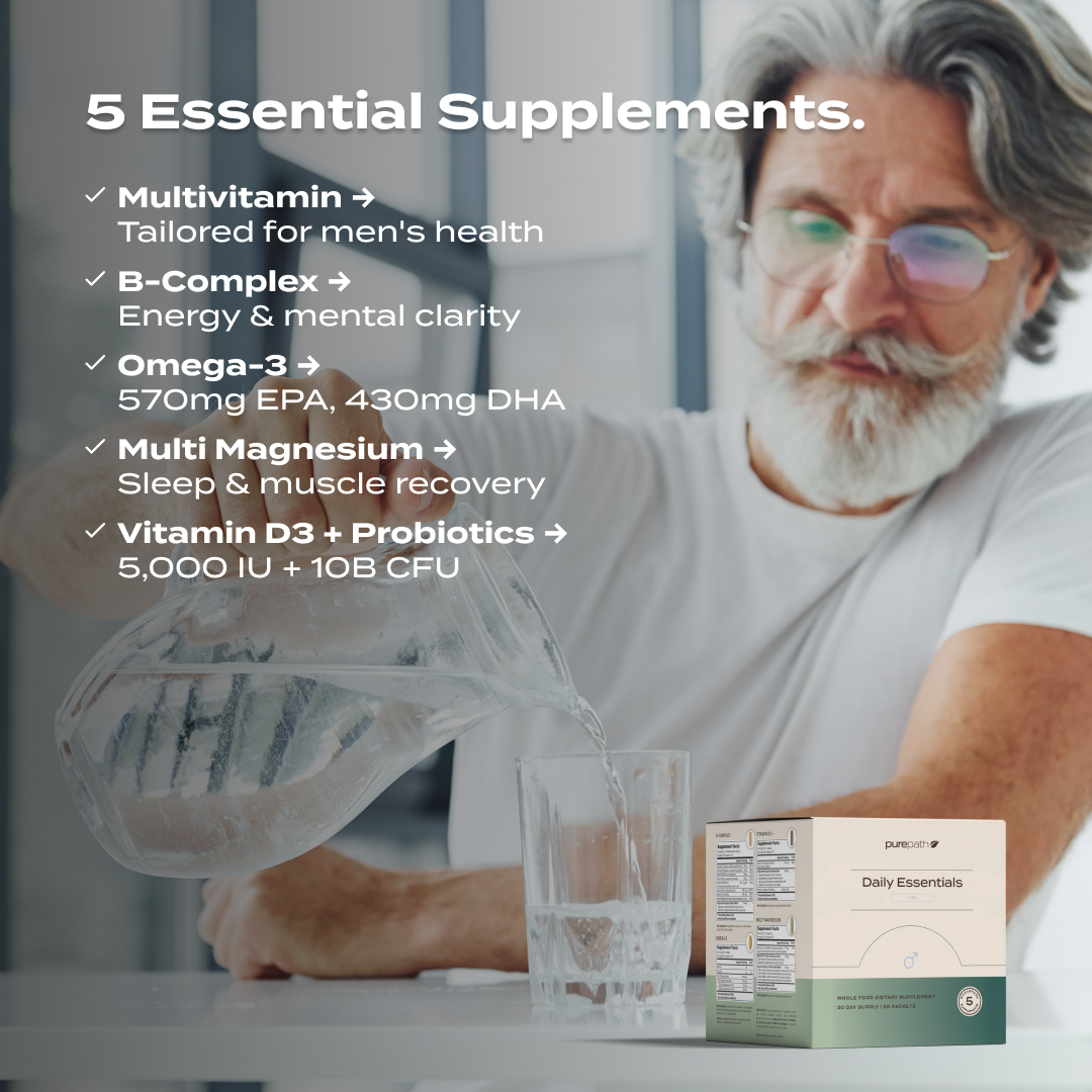 PurePath Daily Essentials for Men – Complete Daily Vitamin Pack with Omega-3, Probiotics & Magnesium