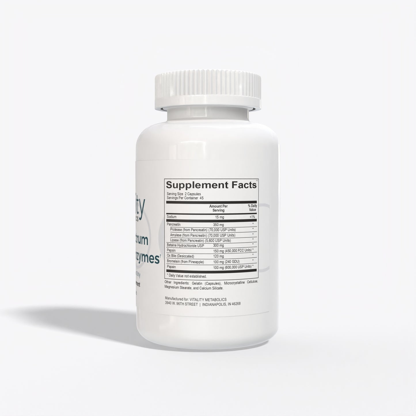Full Spectrum Digestive Enzymes Supplement Facts