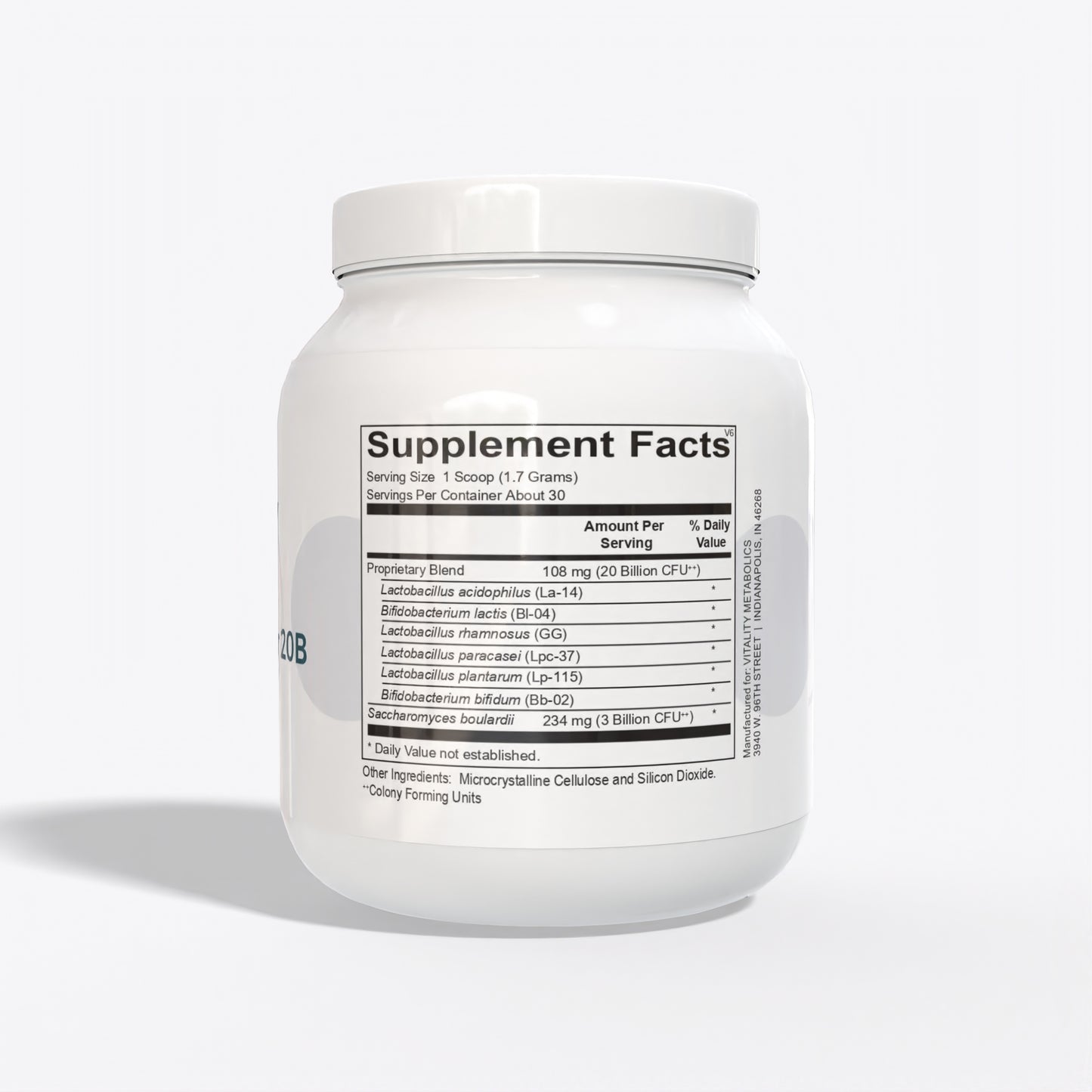Probiotic Powder 20B Supplement Facts
