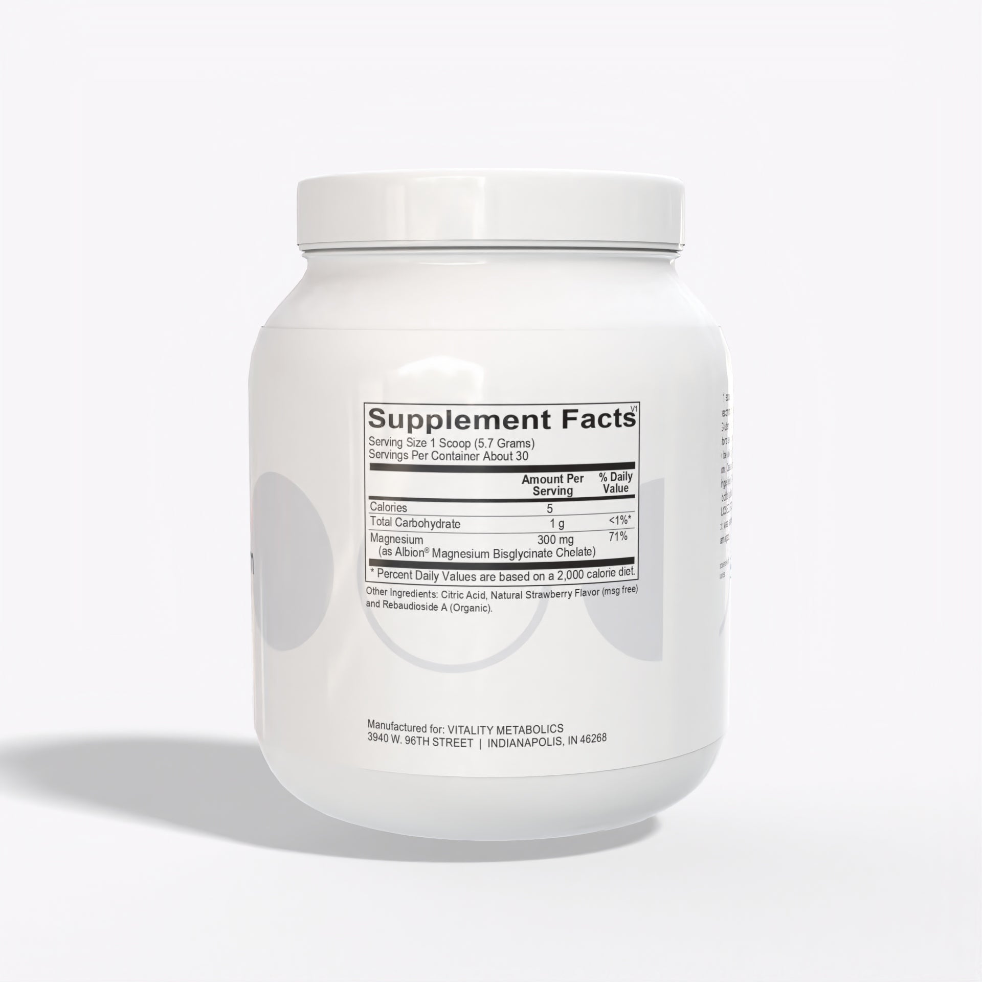 BioAvail Magnesium Powder (Strawberry Flavored) Supplement Facts