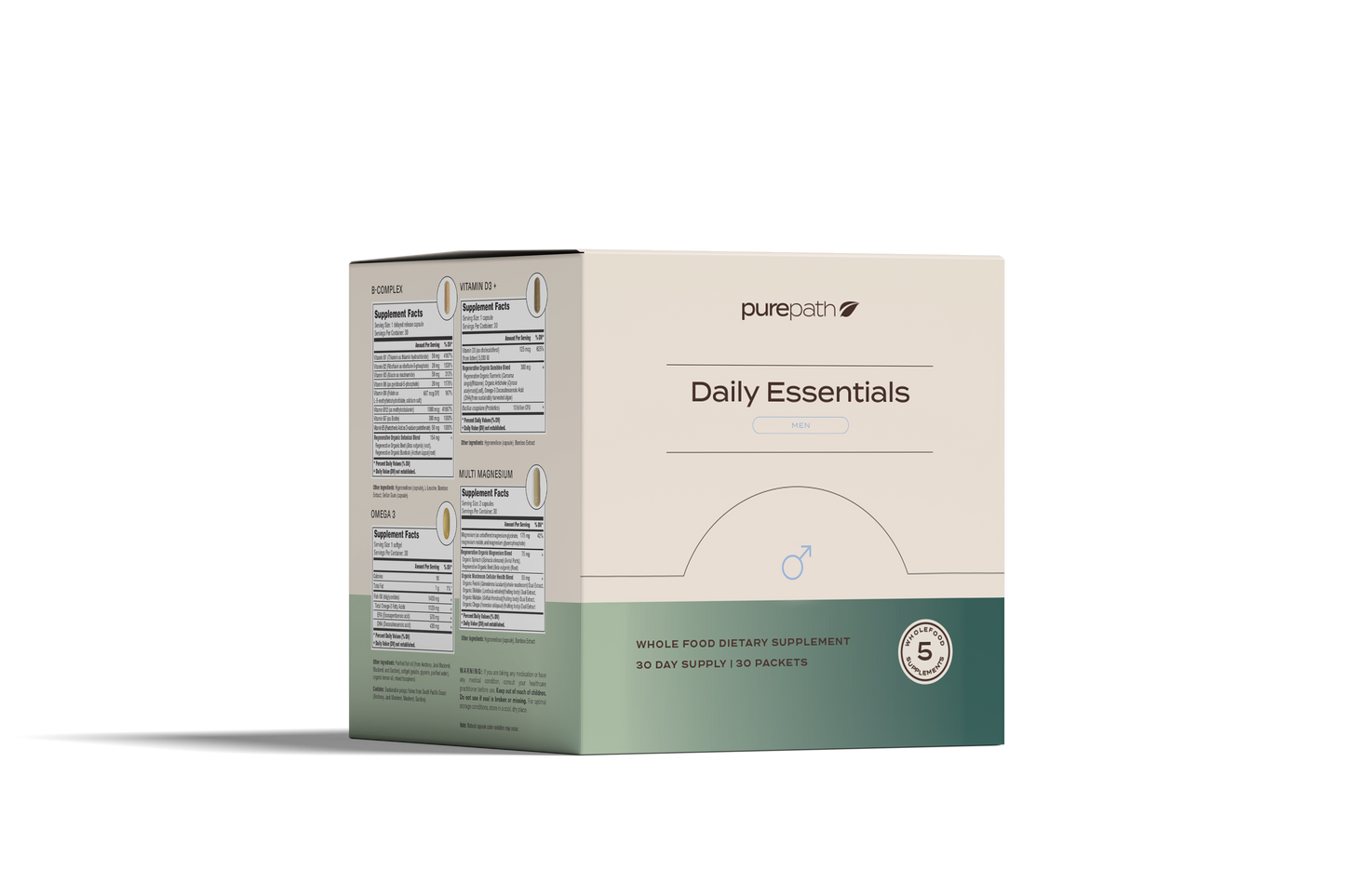 PurePath Daily Essentials for Men – Complete Daily Vitamin Pack with Omega-3, Probiotics & Magnesium
