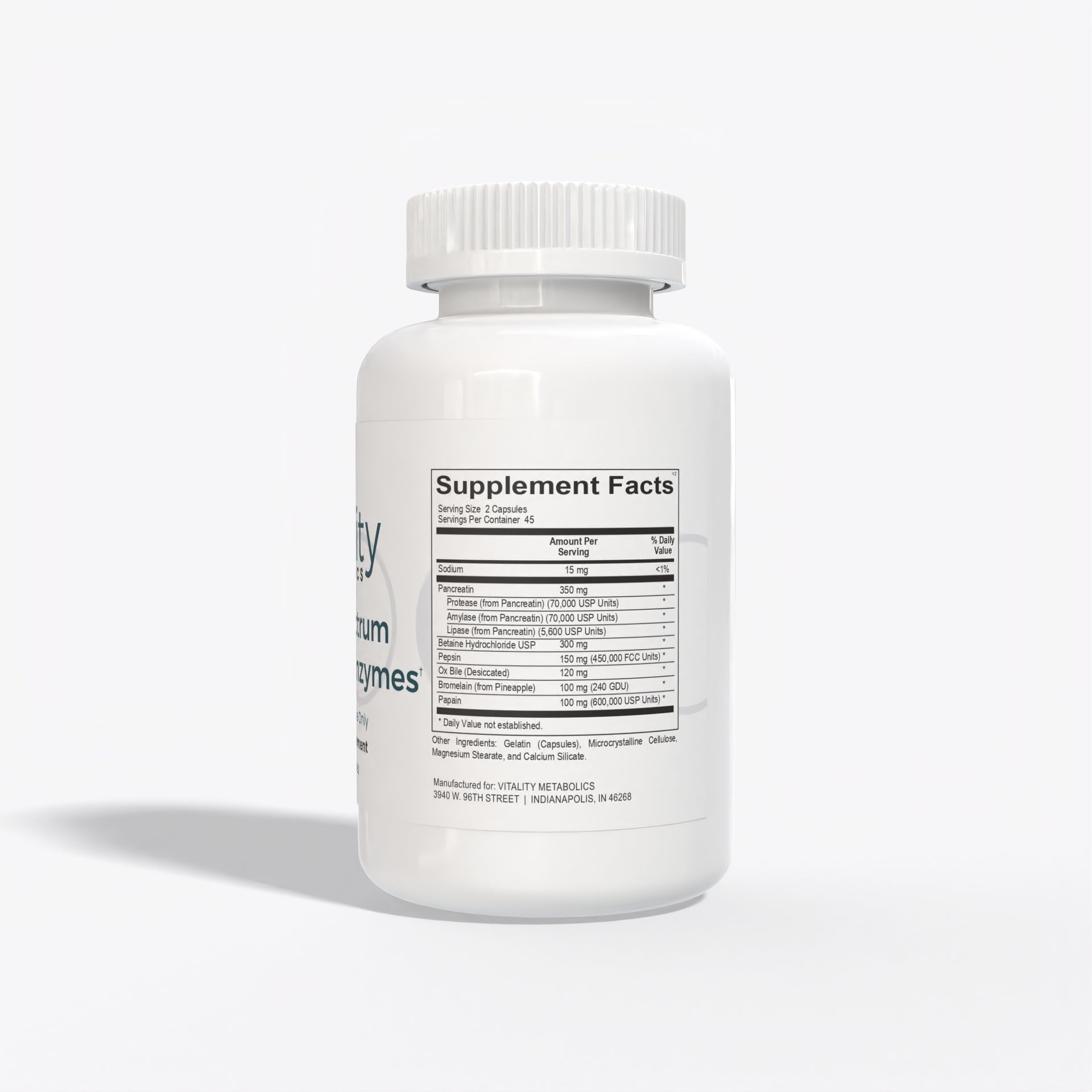 Full Spectrum Digestive Enzymes Supplement Facts